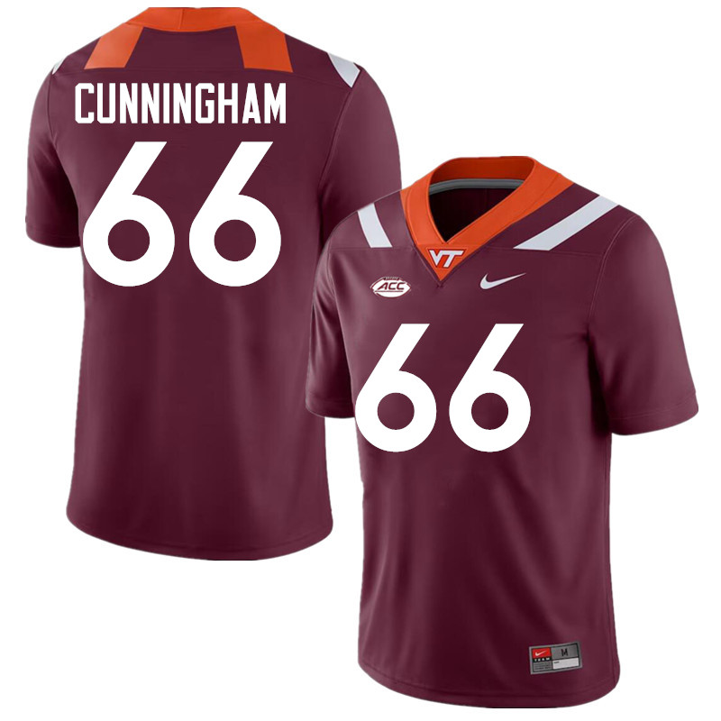 Men #66 Montavious Cunningham Virginia Tech Hokies College Football Jerseys Stitched-Maroon